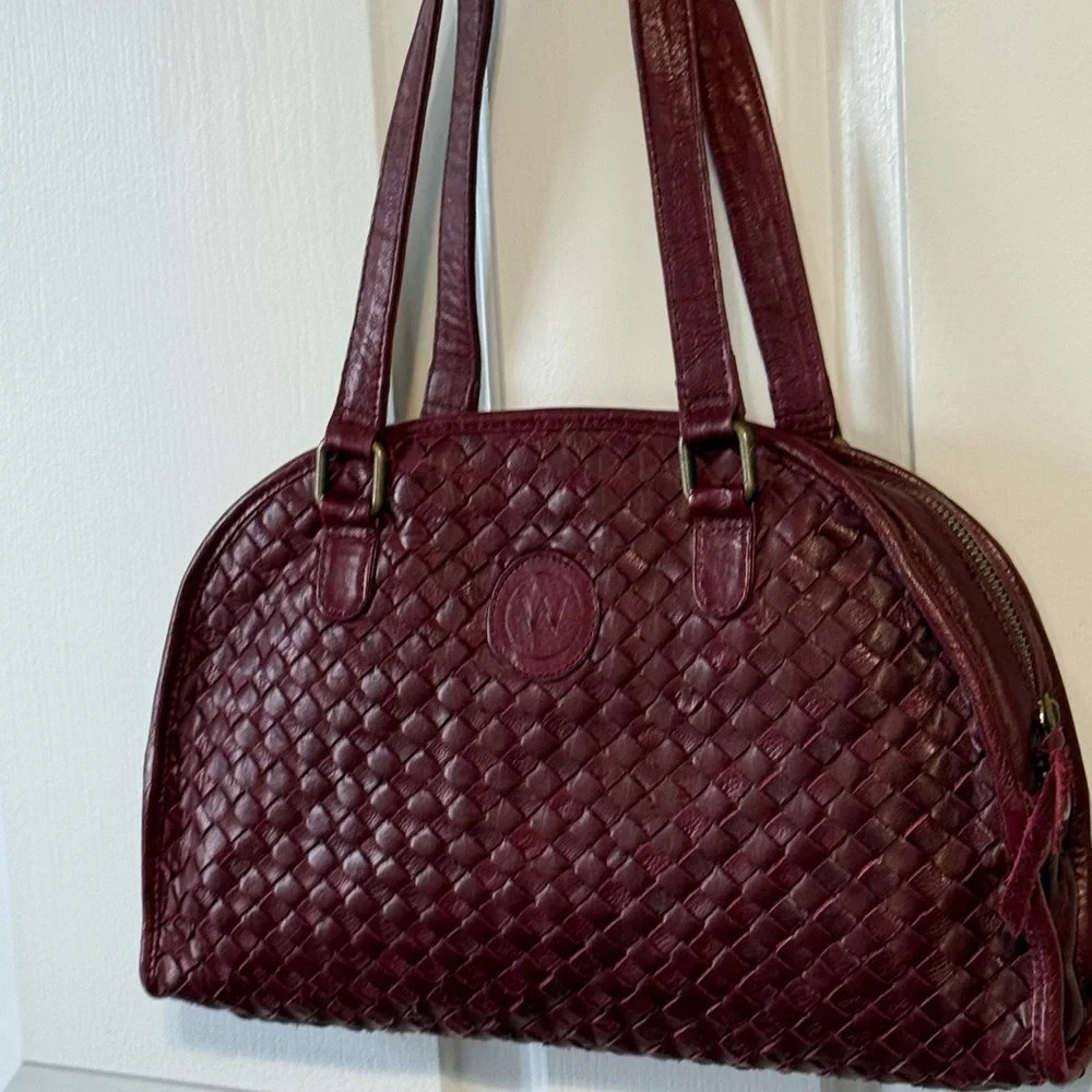 WanderersTravel Co. Sofia Woven Burgundy Leather Satchel ECU! - Picture 11 of 15